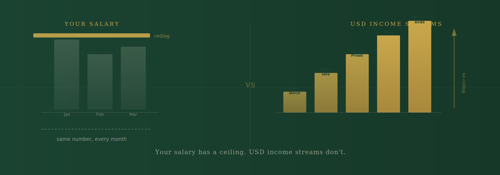 earn income in USD from anywhere - salary ceiling vs location independent income streams